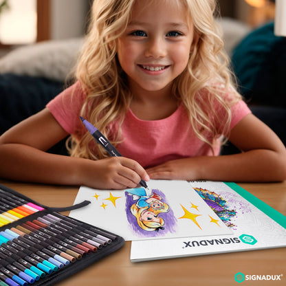 Set Creativo SIGNADUX ®  Rotuladores punta pincel y fina. Estimula su imaginación.
