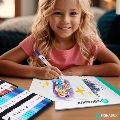 Set Creativo SIGNADUX ®  Rotuladores punta pincel y fina. Estimula su imaginación.