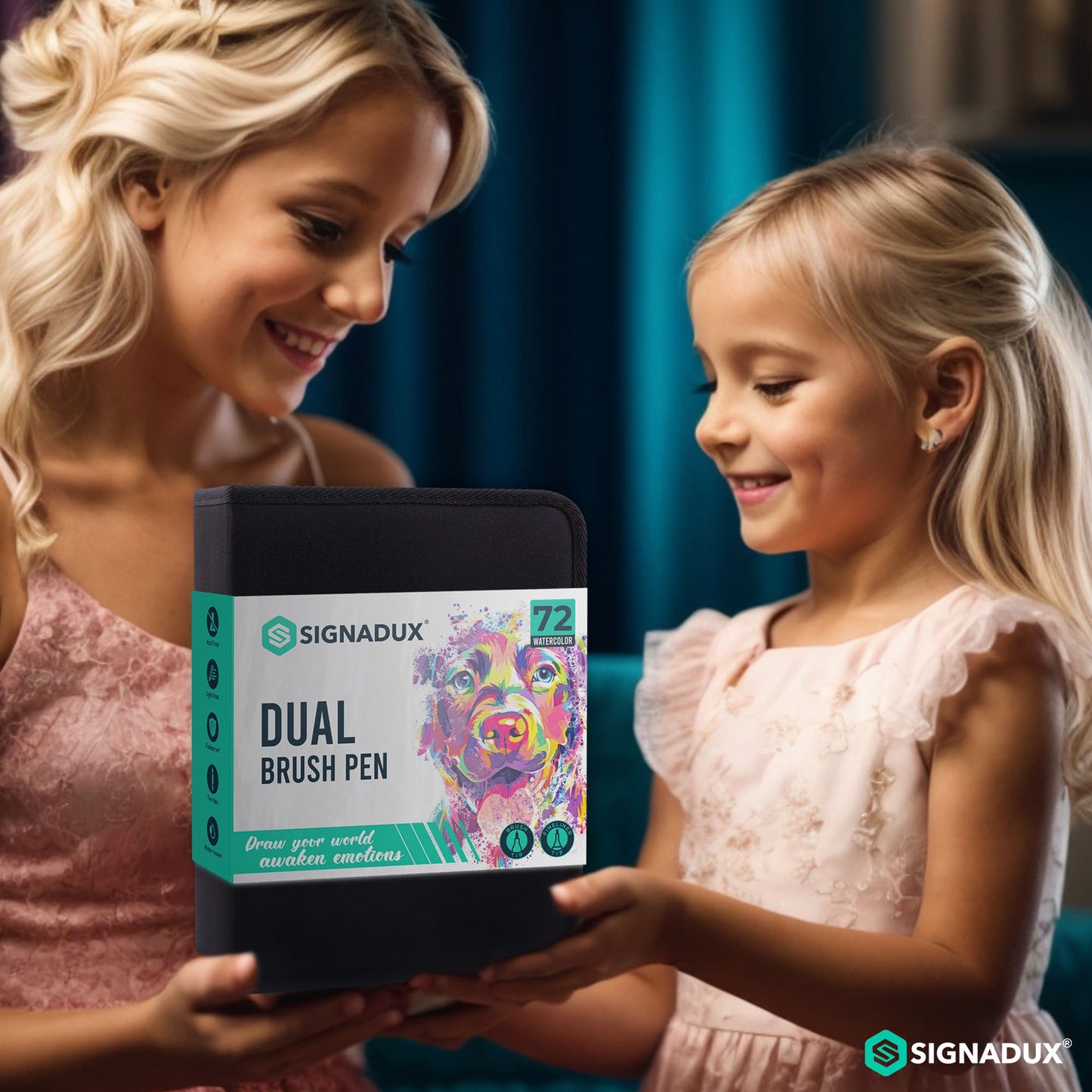 Set Creativo SIGNADUX ®  Rotuladores punta pincel y fina. Estimula su imaginación.