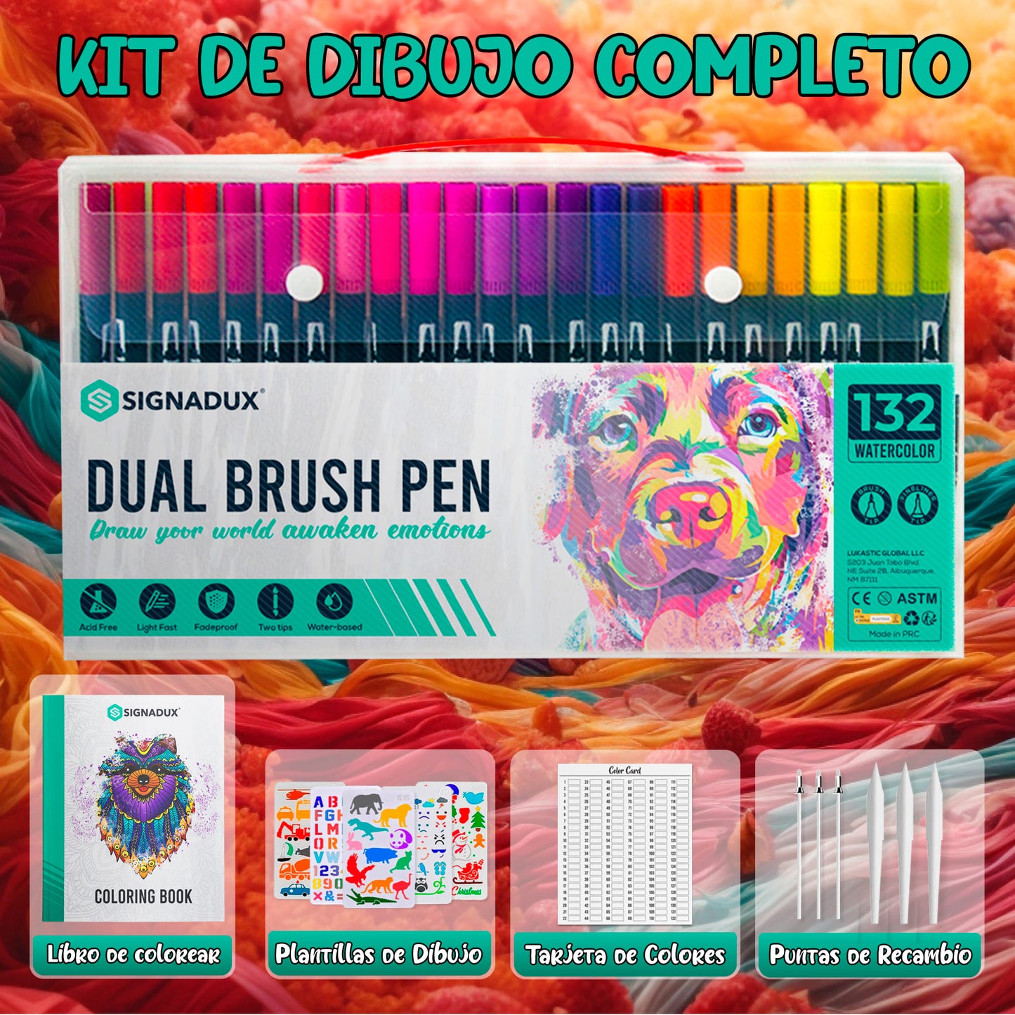 Set Creativo SIGNADUX ®  Rotuladores punta pincel y fina. Estimula su imaginación.