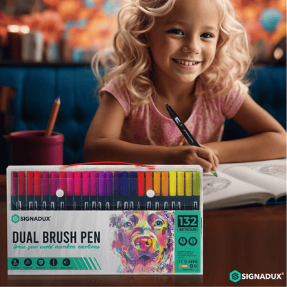 Set Creativo SIGNADUX ®  Rotuladores punta pincel y fina. Estimula su imaginación.